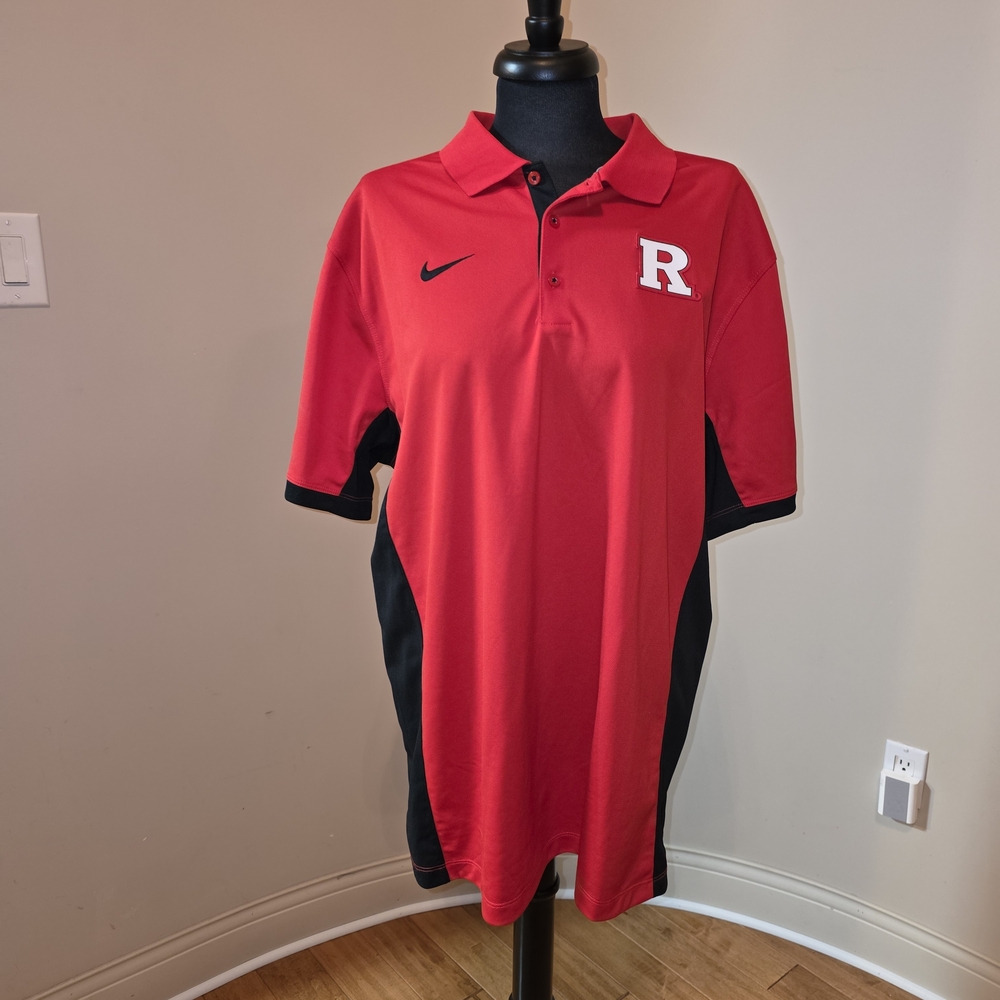 Red and Black Nike Dri Fit Rutgers Polo Shirt NWOT!!